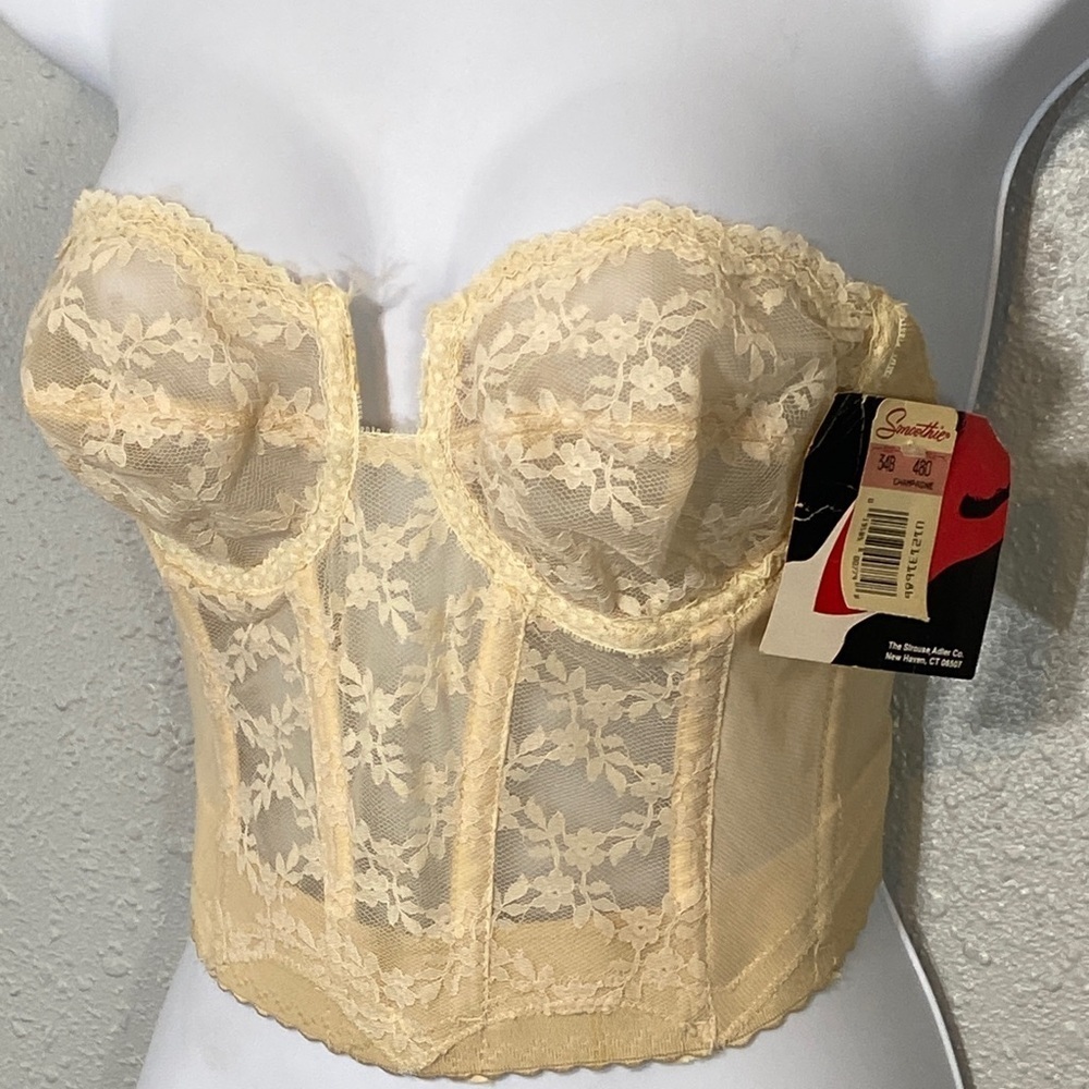 🆕VNTG Backless by Young Smoothie Cream Lace Bustier Size 34B